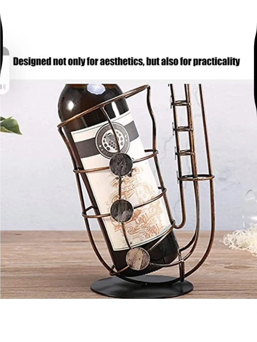 Saxophone Wine Bottle Holder, Metal Iron Wine Rack Stand, Home Bar Decor with
